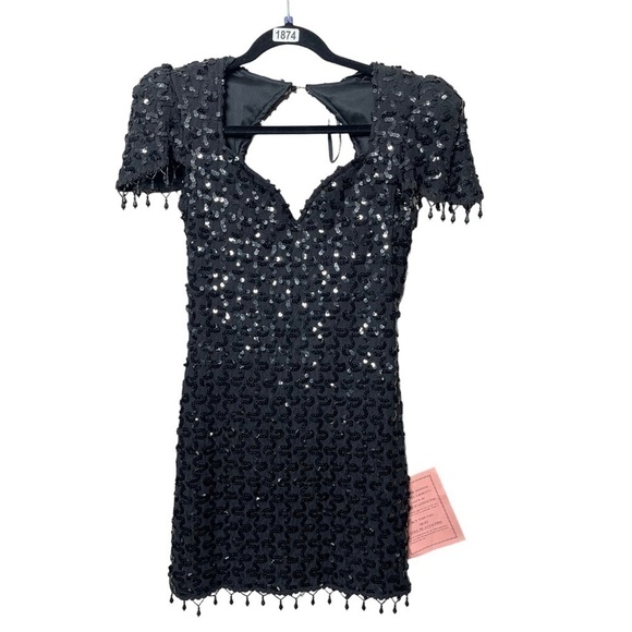 VINTAGE Black Sequin Dress Lisaro & Co - Picture 1 of 10